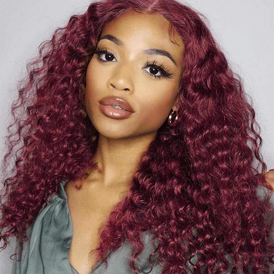 burgundy curly hair