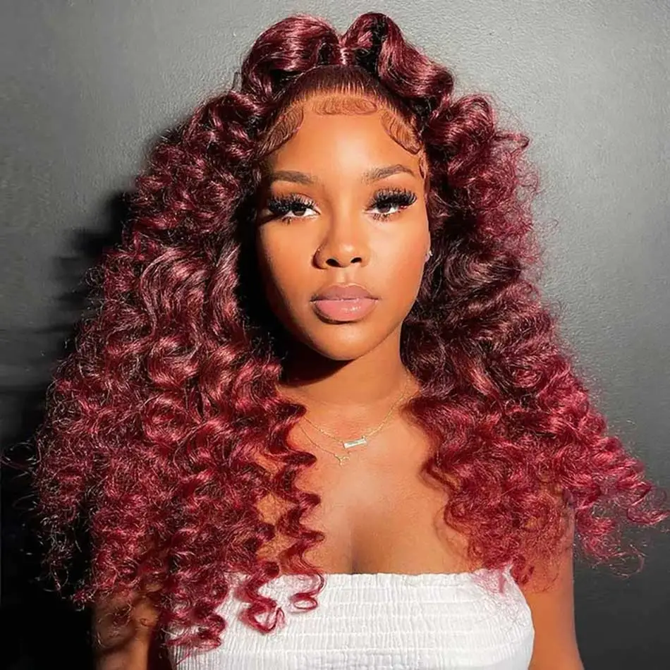 loose wave burgundy hair 