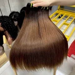 #4 Color Vietnamese Super Double Drawn Bone Straight Raw Human Hair Weave