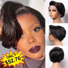 【New Arrival】1B Catalina Inspired 13x4 C Part Lace Frontal Pixie Cut Bob Wig 8Inch