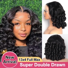 【Super Double Drawn】13x4 Full Max Lace Frontal Bob Wig Loose Wave Affordable Cost 14Inch