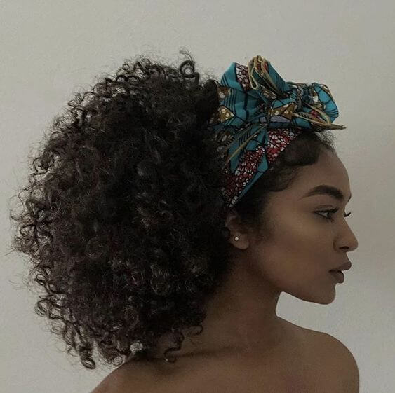 curly hair with scarf