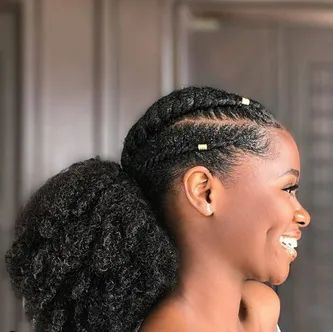 half flat twists half ponytail