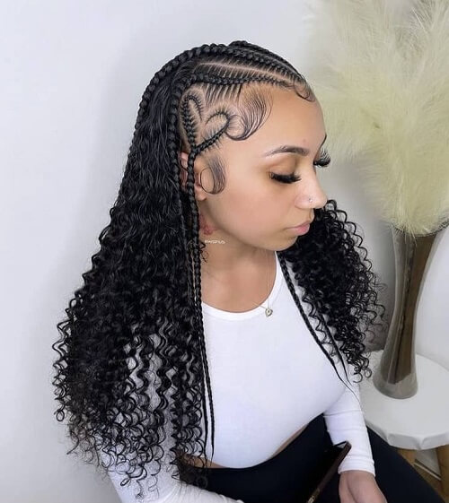 front braid style with heart shape