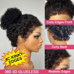 【4C Realistic Edges】360 GLUELESS HD Lace Frontal Wig Full Parting Invisible Mini Knots Realistic Hairline