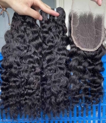 12A 【3PCS+ HD Lace Frontal 】Raw Burmese Curly Hair Unprocessed Virgin Hair With 1PC Thin HD Lace Closure