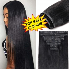 Seamless PU Clip In Extensions Full Head PU Weft Extensions High Quality Human Hair
