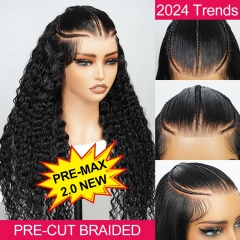 【Pre-Styled Braided】GLUELESS 13x6 Ready Go HD Lace Wig Human Braiding Hair Pre-Bleached Knots Deep Wave