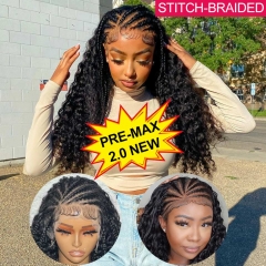 【Stitch Pre-Braided】GLUELESS 13x6 HD Lace Frontal Wig Curly Human Braiding Hair Pre-Bleached Pre-Plucked