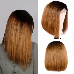 Elfin Hair Ombre Hair 1b/30 Color 13*4 Bob Lace Frontal Wig 180% Density 8-14inch Straight Human Virgin Hair