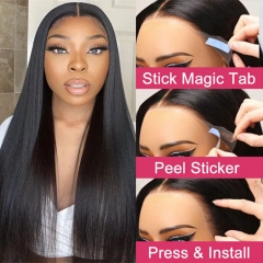 【13x6 GLUELESS+Magic Tab】Straight 3D 13x6 HD Lace Wig Max Parting Ear-to-Ear Frontal PreBleached Tiny Knots