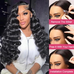 【13x6 GLUELESS+Magic Tab】Loose Wave 3D 13x6 HD Lace Wig Max Parting Ear-to-Ear Frontal PreBleached Tiny Knots