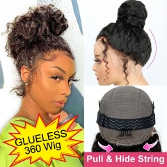 【Invisible Strap Snug Fit】360 GLUELESS Skin HD Lace Frontal Invisible Tiny Knots & Pre-plucked Human Hair Wig