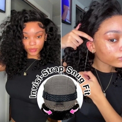 【Invisible Drawstring】360 Indian Curly GLUELESS HD Lace Frontal Wig PreBleached Invisible Knots & PrePlucked