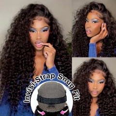 【Invisible Drawstring】360 Jerry Curly GLUELESS HD Lace Frontal Wig PreBleached Invisible Knots & PrePlucked