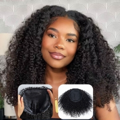 GLUELESS Invisible Half Wig Raw Burmese Curly For Blackwomen Clip In Protective Styles Human Hair