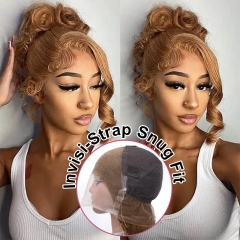 【Invisible Drawstring】#27 Honey Blonde 360 GLUELESS HD Lace Frontal Wig Pre Bleached PrePlucked Natural Hairline