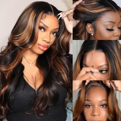 【#P1B/30 Highlight】Wear Go GLUELESS 5x5 Pre-cut HD Lace Closure Wig Preplucked & PreBleached Knots