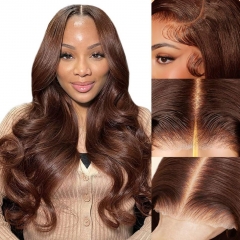 【#4 Chocolate Brown】Wear Go GLUELESS 5x5 Pre-cut HD Lace Closure Wig Preplucked & PreBleached Knots