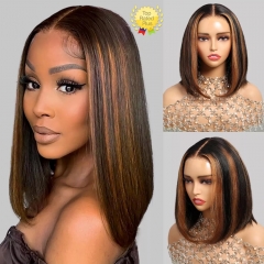 【#P1B/30 Highlight Bob】Wear Go GLUELESS 9x7 Pre-cut HD Lace Closure Bob Wig Preplucked & PreBleached