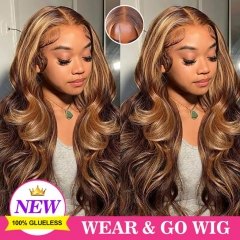 【P4/27 Highlights】Wear Go GLUELESS 9x7 Pre-cut HD Lace Closure Wig Preplucked & PreBleached Knots