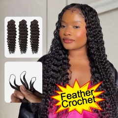 【Feather Crochet Braids】Micro Ring Loop Crochet Hair Newest 100% Soft Human Hair Extensions