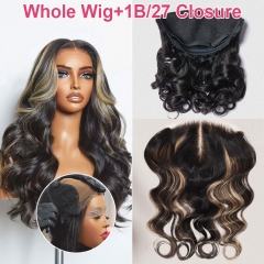 【Zip Wig + Highlight Closure】9x7 ZIP On & GO WIG GLUELESS HD Lace Wig & 1B/27 Replacement Top