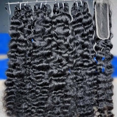 【Bundles+ 2x6 Lace Closure】Raw Burmese Curly Unprocessed Virgin Human Hair With 1PC Thin HD Lace Closure