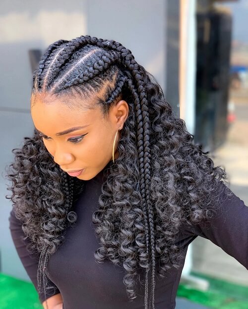 Half Fulani Braids Half Crochet Curls