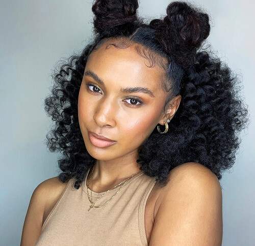 Half Space Buns Half Crochet Afro Curls