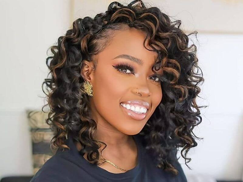 Crochet Curly Hair with Brown Highlights