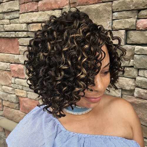 Side Part Curly Crochet Bob Balayage