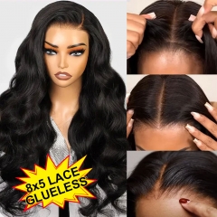 【3D HD GLUELESS LACE】8x5 HD Lace Bye Bye Knots Closure Wig Max Parting Pre-plucked Natural Hairline