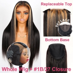 【Zip Wig + Highlight Closure】9x7 ZIP On & GO WIG GLUELESS HD Lace Wig With 1B/27 Replacement Top