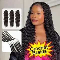 【Seamless Crochet Braids】#1B Soft Feather Crochet Braids Hair Newest 100% Human Hair Extensions