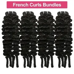 【12A 4PCS】3C 4A French Curly Bundles with Spiral Curls End 100% Cambodian Raw Human Hair Extensions