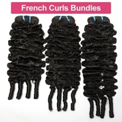 【12A 3PCS】3C 4A French Curly Bundles with Spiral Curls End 100% Cambodian Raw Human Hair Extensions