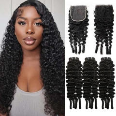 【3Pcs Bundles+ HD Lace】French Curly Bundles Spiral Coily Ends with 5x5 13x4 HD Lace Closure Frontal for Blackwomen