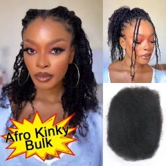 #1B Black 4C Afro Kinky Bulk 100% Premium Human Hair For Twists Braiding Dreadlock Locs