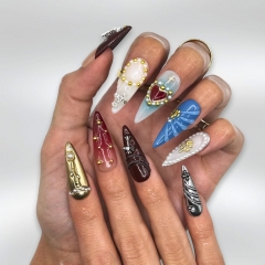 Press On Nails - Long-Lasting Fake Nails with Manicure Kits | Reusable Pastel Nails in 12 Styles