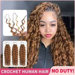 【Colored Miracle Knots Crochet Hair】Water Wave Knotless Crochet Braids Human Hair Pre-looped Extensions Protective & Reusable