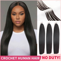 【Miracle Knots Crochet Hair】Straight/Body Wave Knotless Crochet Braids Human Hair Pre-looped Extensions Protective & Easy Install