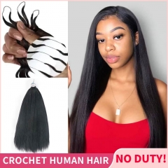 【Miracle Knots Crochet Hair】Light Yaki Knotless Crochet Braids Human Hair Pre-looped Extensions Protective & Easy Install
