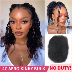 #1B Black 4C Afro Kinky Bulk 100% Premium Human Hair For Twists Braiding Dreadlock Locs