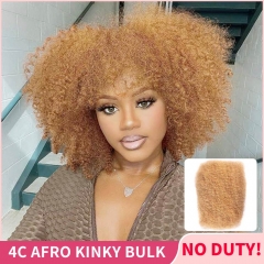 #27 Honey Blonde 4C Afro Kinky Bulk 100% Premium Human Hair For Twists Braiding Dreadlock Locs