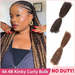 【Crochet Kinky Curly Bulk】Double Drawn 4A 4B Kinky Curly Hair Bulk for Boho Braiding/Spring Twists/Goddess Knotless/Locs Braids 100% Human Hair