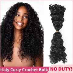 【Crochet Italy Curly Bulk】Double Drawn Italy Curly Hair Bulk for Boho Braiding/Spring Twists/Goddess Knotless/Locs Braids 100% Human Hair