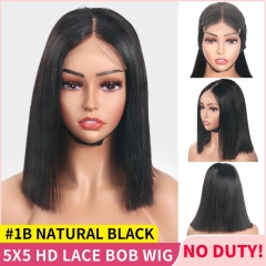 【Bone Straight Double Drawn】5x5 HD Lace Closure Bob Wig Pre Plucked With Natural Hairline Short Bob For Black Women