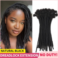 #1B Black Handmade Dreadlocks Extensions 4C Afro Human Hair Locs Pre-Braided