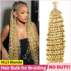 613 Blonde Bulk Hair for Boho Braiding Bohemian Knotless Braids Human Hair Extensions